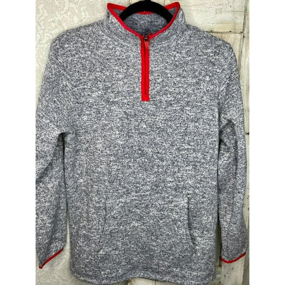 Lands End Jacket 1/4 Zip Pullover ♥️ Heathered Gray & Red Boy’s Size XL - Picture 2 of 5
